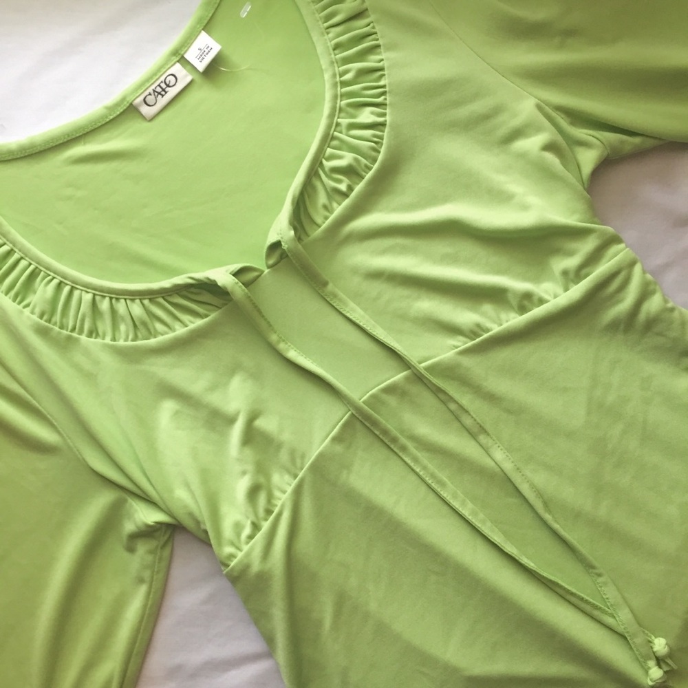 NWOT Cato Lime Mint Green Peasant Top Shirt Blouse